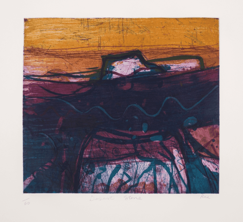 Barbara Rae, ‘Desert Stone’, 2001, Print, Etching printed in colours, null, Numbered