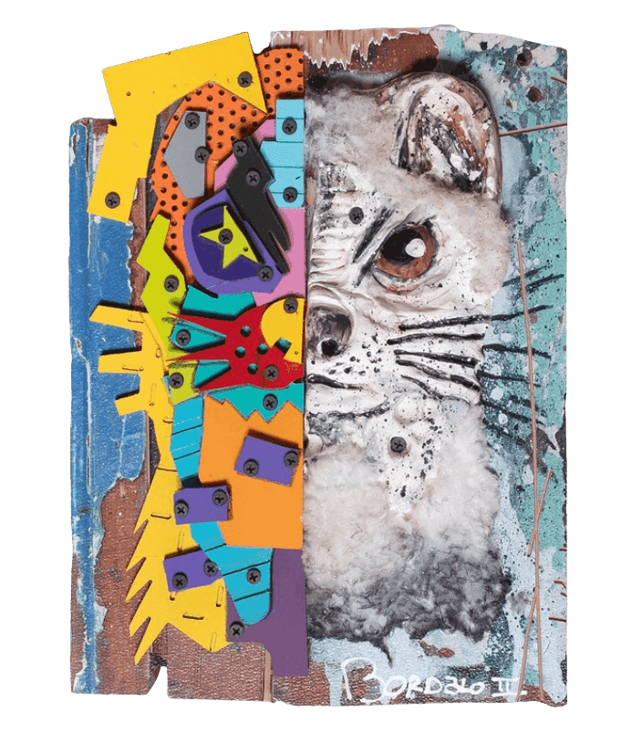 Bordalo II, ‘Half Weasel’, 2022, Sculpture, Painted reused plastics, ceramic and textiles over MDF with printed vinyl, Self Released, Numbered