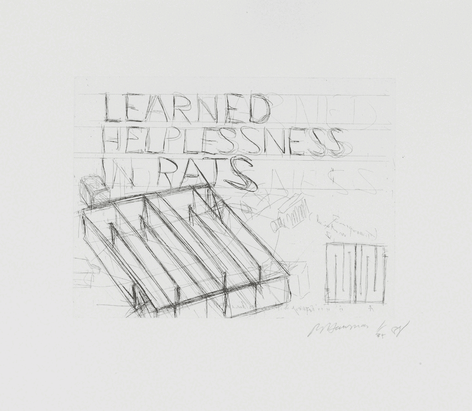 Bruce Nauman, ‘Learned Helplessness in Rats’, 1988, Print, Etching, Brooke Alexander Editions, Numbered, Dated