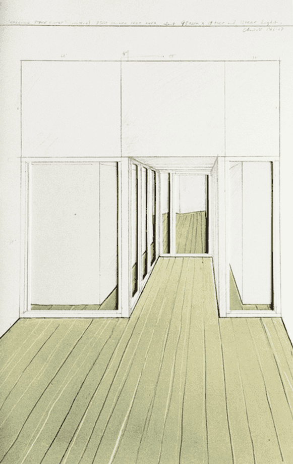 Christo and Jeanne-Claude, ‘Corridor Storefront’, 1968, Print, Offset print folded. Front print die-cut with collage of acetate on white paper, The Letter Edged in Black Press, William N. Copley, Dated