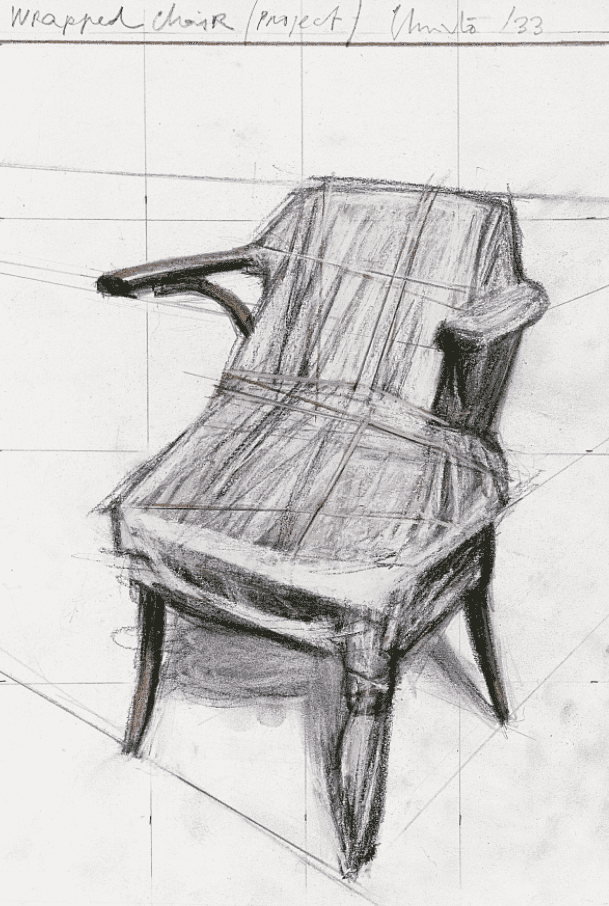 Christo and Jeanne-Claude, ‘Wrapped Chair’, 2019, Print, Digital pigment print and silkscreen on Photo Rag Paper, Schellmann Art, Numbered
