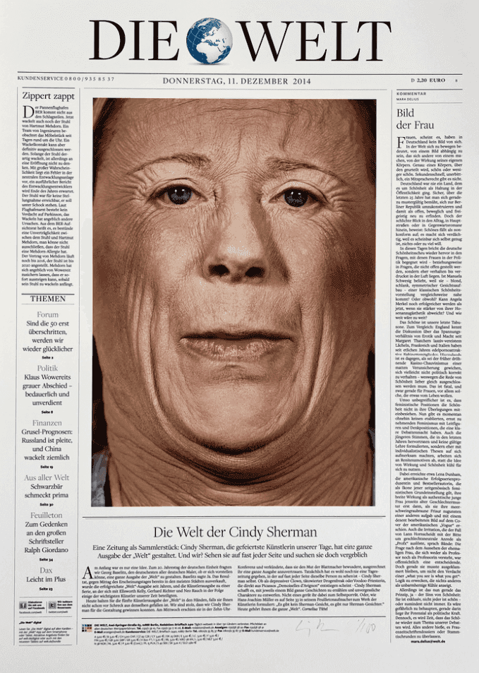 Cindy Sherman, ‘Die Welt’, 2014, Print, Color carbon print on wove paper, Die Welt, Berlin, December 2014., Numbered