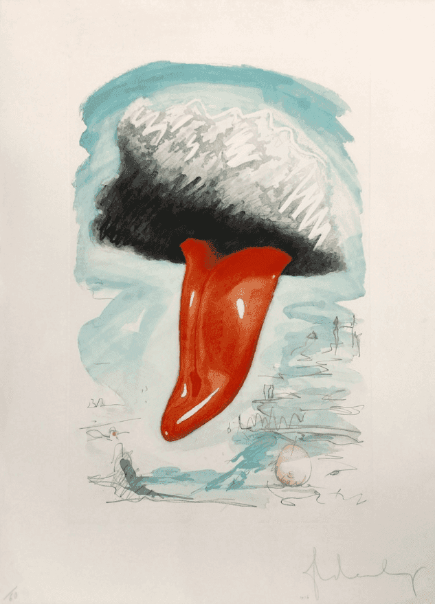 Claes Oldenburg, ‘Tongue Cloud Over London’, 1976, Print, ETCHING AND AQUATINT ON HODGKINS HANDMADE PAPER, null, Numbered, Dated