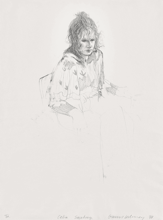 David Hockney, ‘Celia Smoking’, 1973, Print, Lithographic edition, null, Numbered