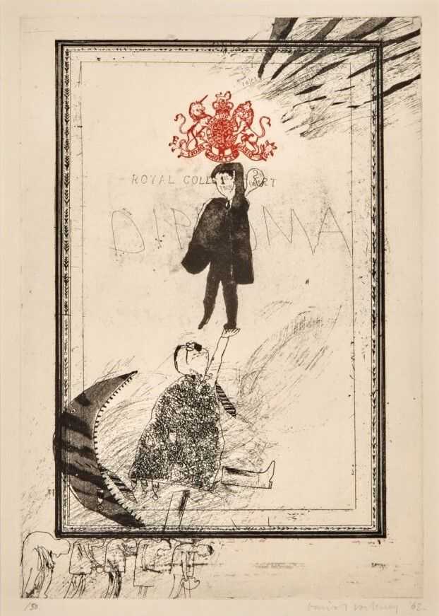 David Hockney, ‘Diploma’, 1962, Print, Hand-pressed intaglio, null, Numbered