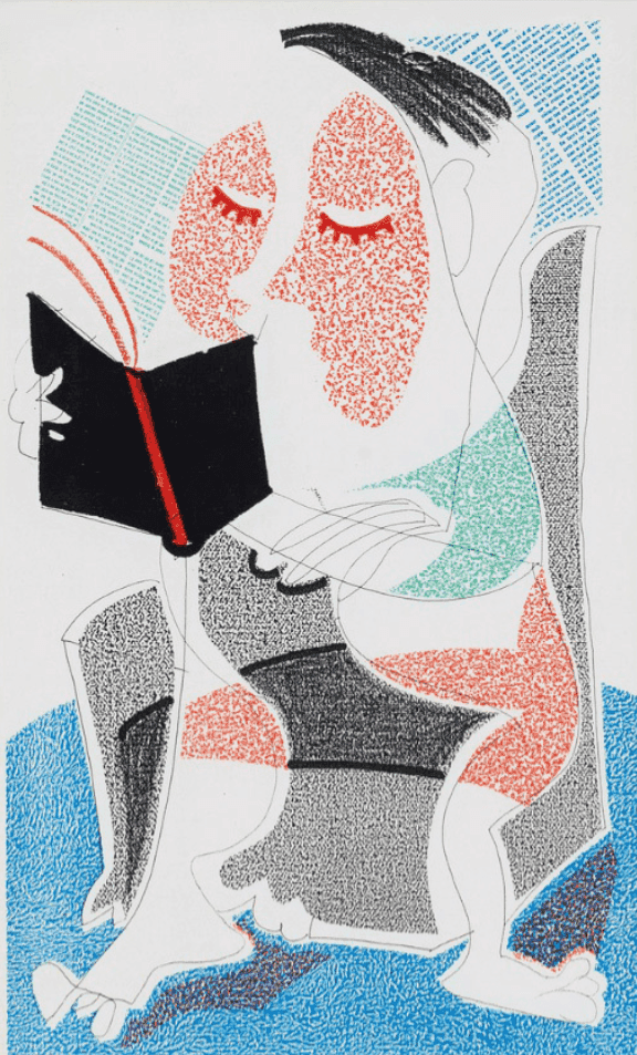 David Hockney, ‘Man Reading Stendahl’, 1986, Print, Digital media impression, null, Numbered