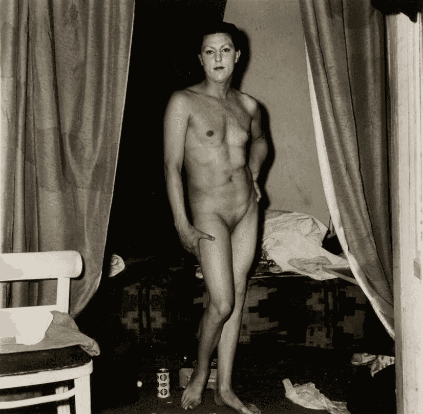 Diane Arbus, ‘A Naked Man Being a Woman’, 1968, Print, Gelatin silver print, null, Numbered, Dated