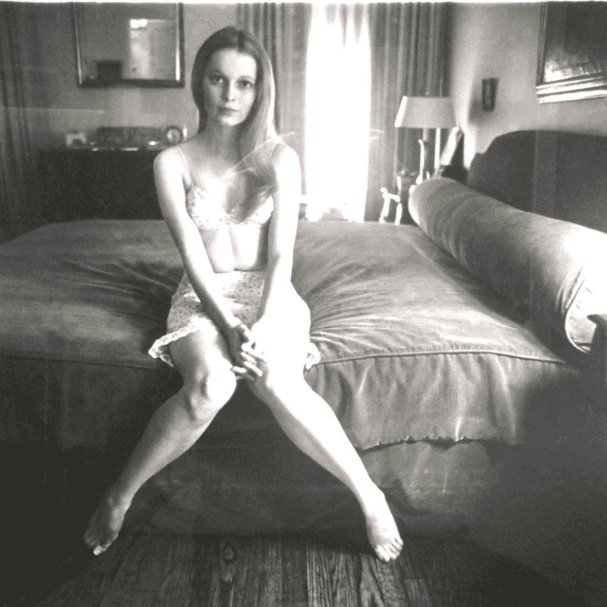 Diane Arbus, ‘Mia Villiers-Farrow on a Bed’, 1964, Print, Gelatin silver print, null, Numbered, Dated