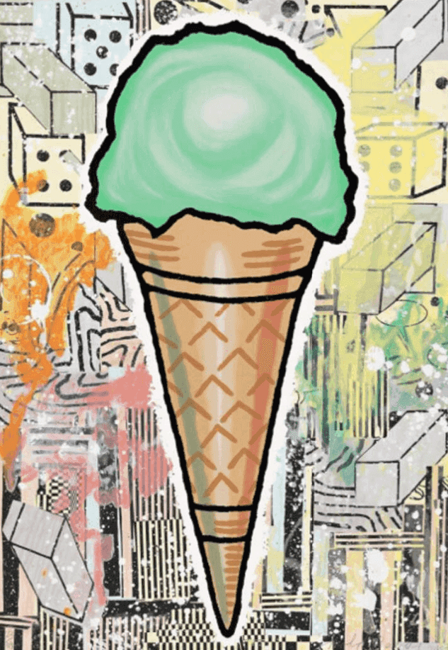 Donald Baechler, ‘Green Cone’, 2007, Print, 31 color silkscreen with collage, null, Numbered, Dated
