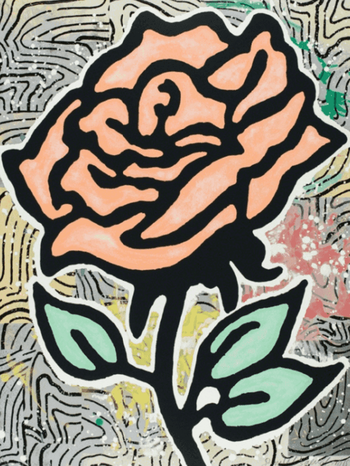 Donald Baechler, ‘Peach Rose’, 2015, Print, 28-color silkscreen on 2-ply museum board, Lococo Fine Art Publisher, Numbered, Dated