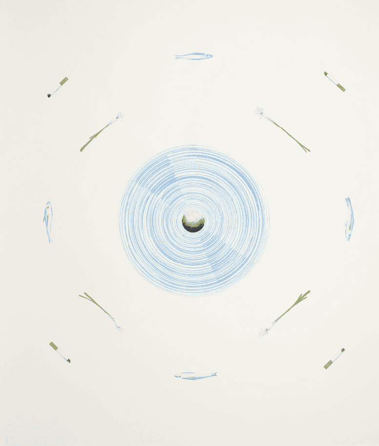 Ed Ruscha, ‘The Fan and its Surroundings’, 1982, Print, Lithograph on Rives BFK paper, Published by Bernard Jacobson Ltd, Numbered, Dated