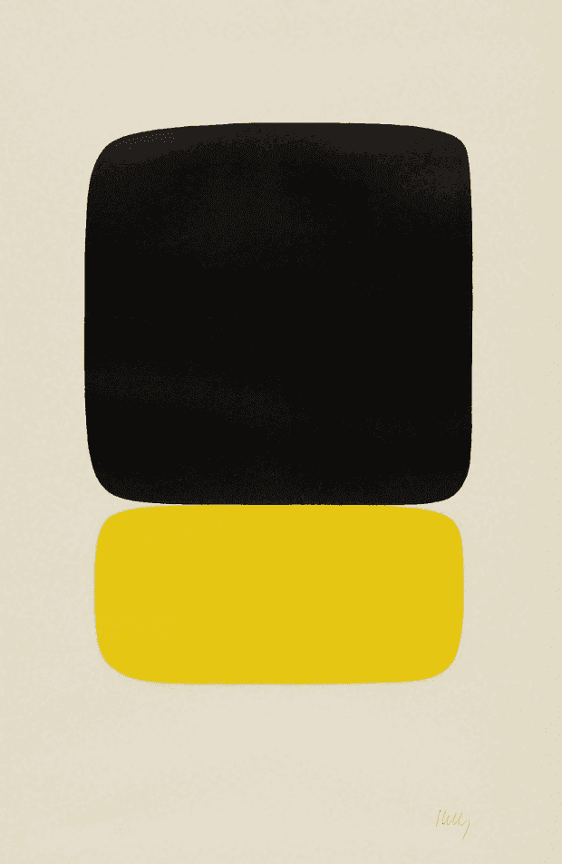 Ellsworth Kelly, ‘Black Over Light Yellow’, 1965, Print, Lithograph in colors, on Rives BFK paper, with full margins, Galerie Maeght, Numbered