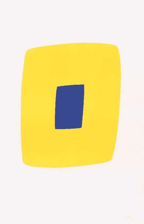 Ellsworth Kelly, ‘Yellow with Dark Blue’, 1965, Print, Lithograph on Rives BFK paper, null, Numbered