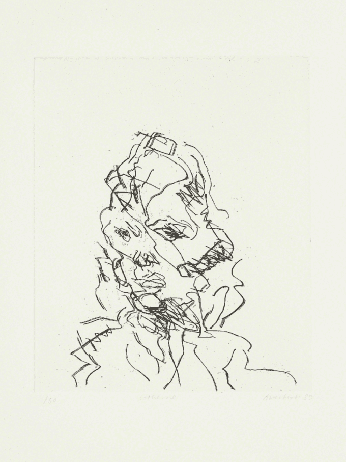 Frank Auerbach, ‘Catherine’, 1990, Print, Etching, on wove paper, with full margins, Marlborough Graphics, Numbered