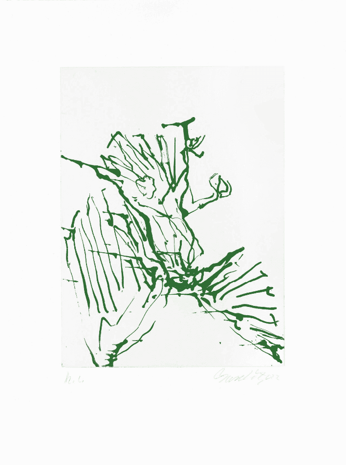 Georg Baselitz, ‘Adler (Green)’, 2022, Print, Sugar-lift aquatint on Somerset white satin 300gsm paper, null, Numbered, Dated
