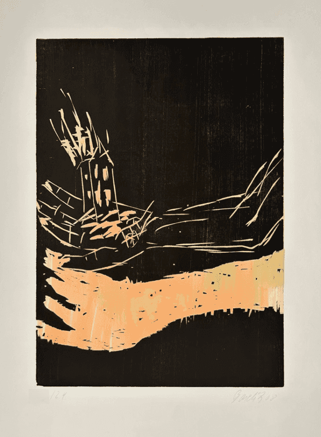 Georg Baselitz, ‘Brennendes Haus’, 2008, Print, Woodcut, null, Numbered, Dated