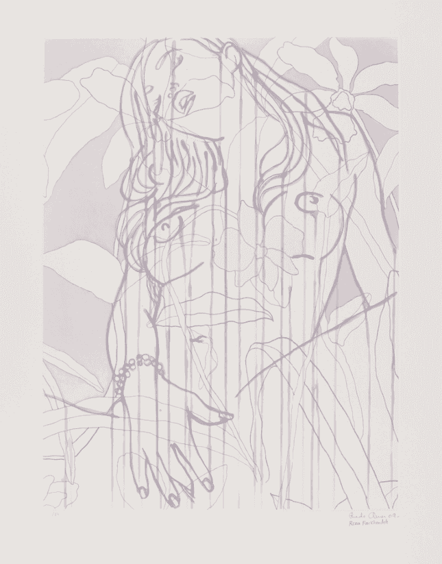 Ghada Amer, ‘Snowy White Heart’, 2009, Print, Etching and aquatint in colors with Chine collé appliqué, on wove paper, with full margins., Pace Editions, Inc., Numbered, Dated