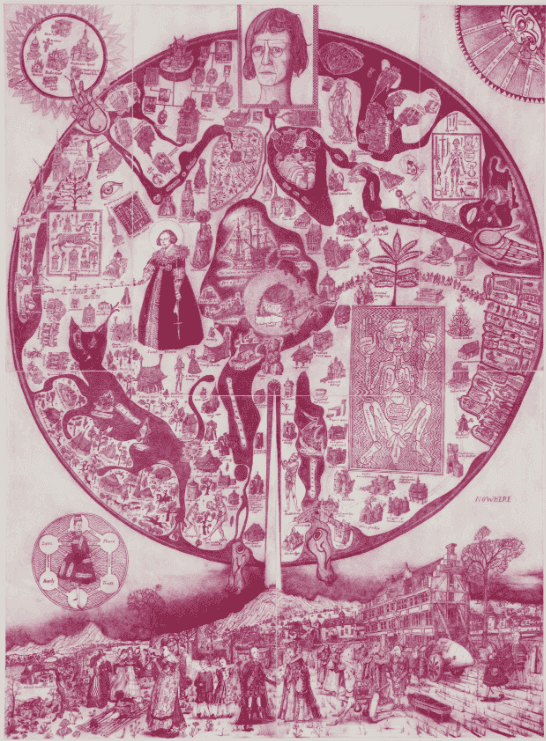 Grayson Perry, ‘Map of Nowhere (Purple)’, 2008, Print, Etching in purple on Archers paper, with full margins, Paragon Press, Numbered
