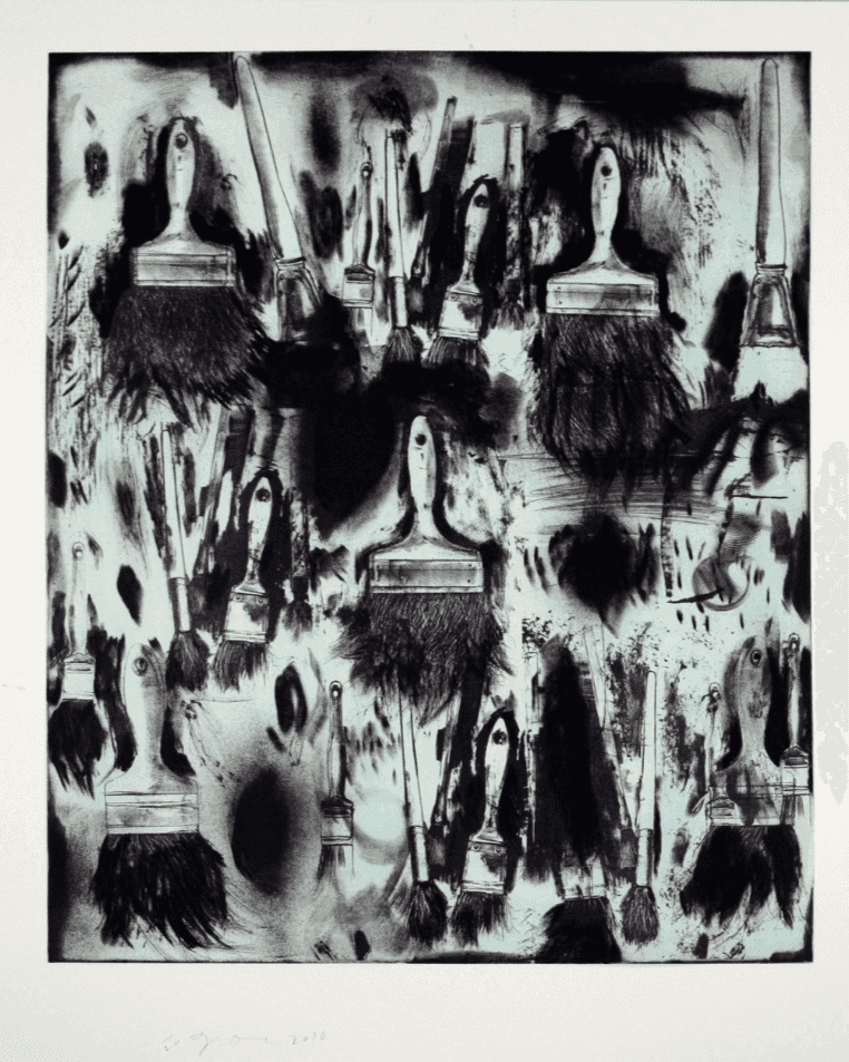 Jim Dine, ‘Cobalt Teal Paint Brushes’, 2010, Print, Lithography and etching with hand-coloring, Tamarind Institute, Numbered