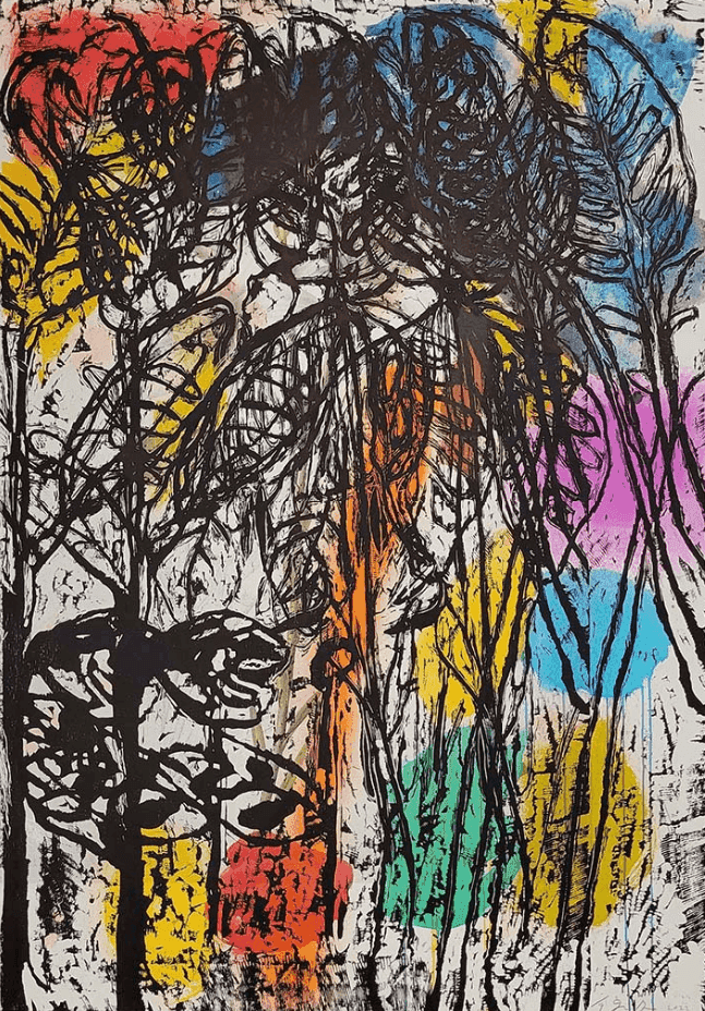 Jim Dine, ‘The Rage of Leaves’, 2022, Print, Woodcut on Nyala print with hand-painted acrylic wash on Lanaquarelle 640g paper, Cristea Roberts, Numbered