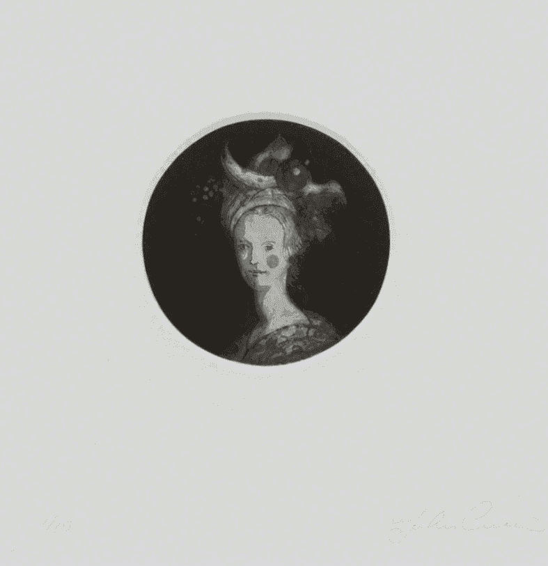 John Currin, ‘Turbanetta’, 2016, Print, Etching with mezzotint and aquatint on Gampi Paper laid on Handmade Kochi NB paper, null,