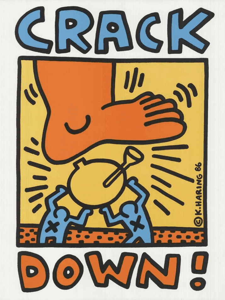 Keith Haring, ‘Crack Down’, 1986, Print, Lithograph, The Pop Shoppe, Dated