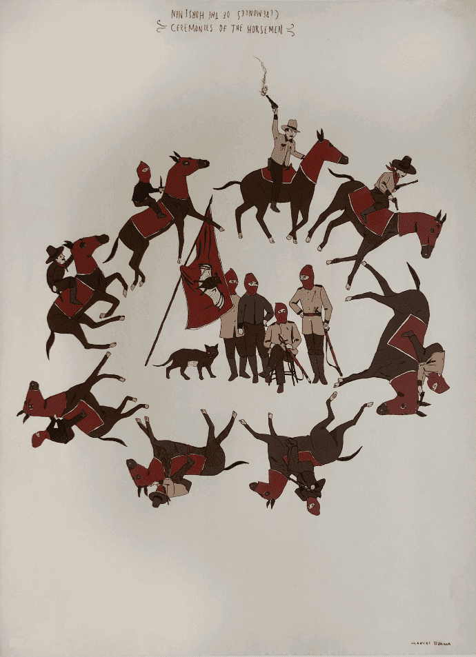 Marcel Dzama, ‘Ceremonies of the Horsemen’, 2006, Print, Lithograph, graphite, and colored pencil on paper, null, Numbered