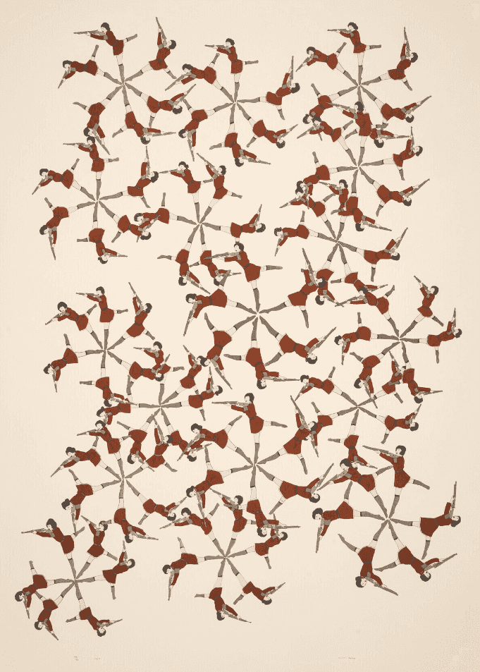 Marcel Dzama, ‘Dancing Women with Rifles’, 2007, Print, Lithograph printed in colours, Timothy Taylor Gallery, Numbered, Dated