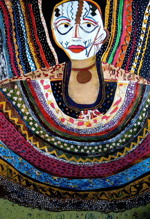 Pacita Abad, ‘African Mephisto’, 1990, Print, Lithograph with pulp-painted chine-collé and metallic powder, null, 
