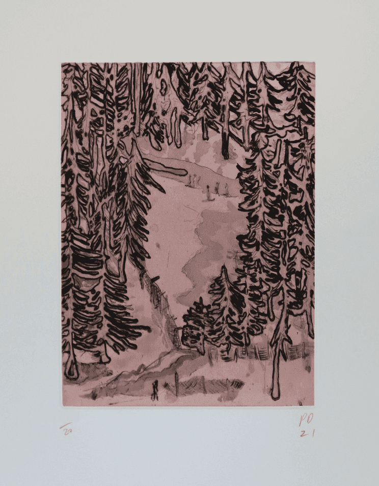 Peter Doig, ‘Wall of Death’, 2021, Print, Etching with aquatint on chine collé, Two Palms, Numbered