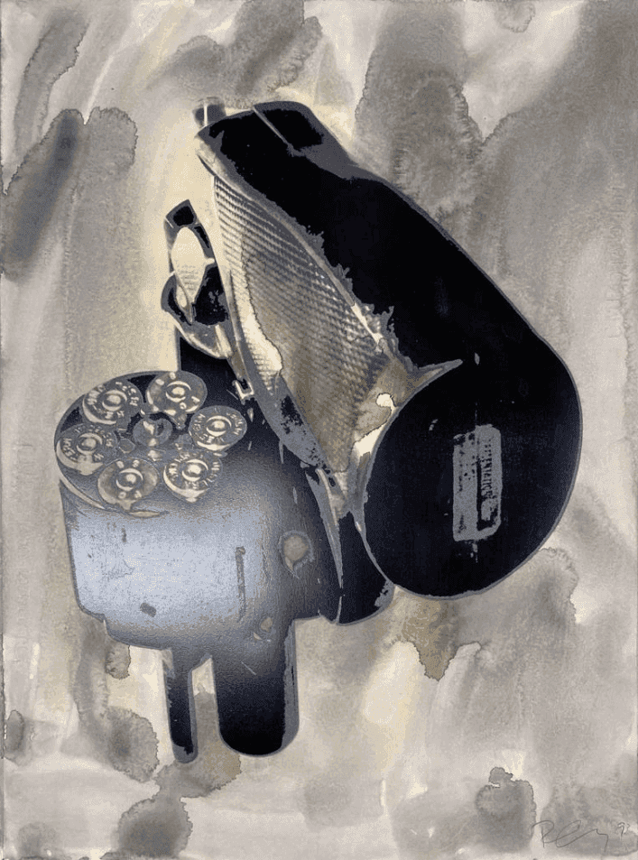 Robert Longo, ‘Gun II’, 1993, Print, Screenprint in black and silver with hand coloring in ink wash on Fabriano wove paper, null, Numbered
