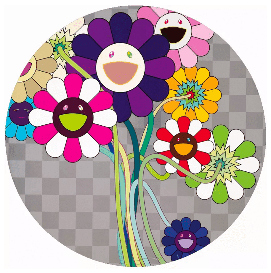 Takashi Murakami, ‘Purple Flowers in a Bouquet’, 2010, Print, 4c offset with cold stamp + high gloss varnishing, null, Numbered