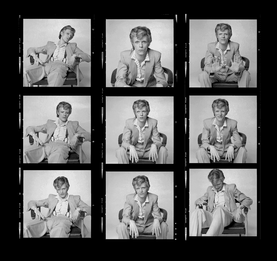 Terry O'Neill, ‘David Bowie Contact Sheet III’, 1974, Print, Posthumous estate-stamped gelatin silver print, embossed, null, 