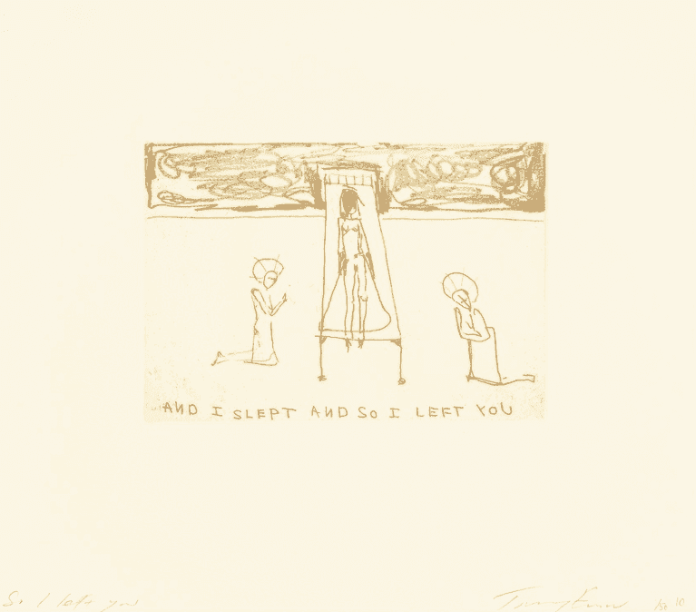 Tracey Emin, ‘So I Left You’, 2010, Print, Soft ground etching on wove paper, null, Numbered, Dated