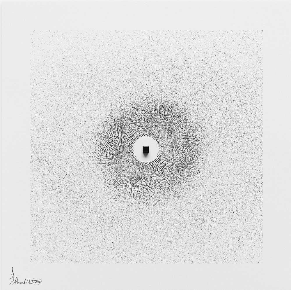 Ahmed Mater, ‘Magnetism 25’, 2025, Print, Textured archival pigment print with 258 layers of texture for the central piece and 25 layers for the surrounding details, printed on 410gsm Somerset Tub Sized Radiant White paper., null, Numbered