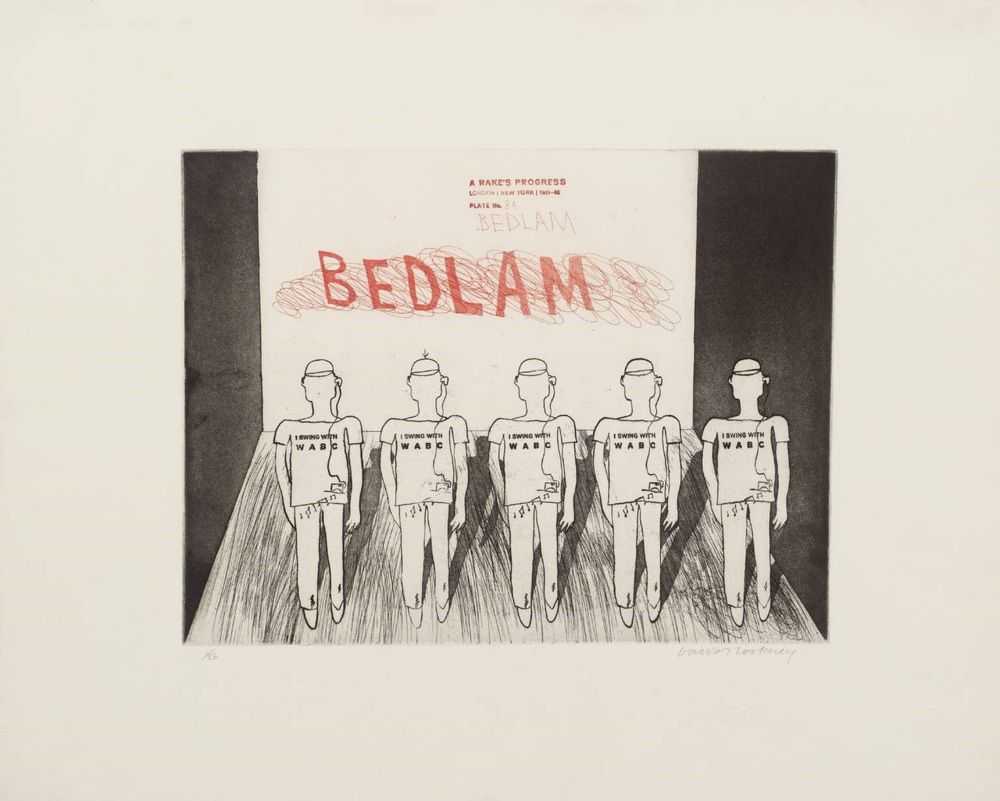 David Hockney, ‘Bedlam’, 1963, Print, Etched work, null, Numbered