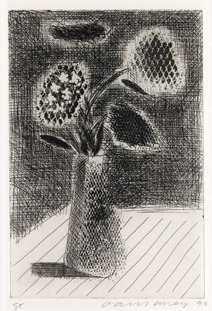David Hockney, ‘Four Flowers In A Vase’, 1998, Print, Etching on paper, null, Numbered