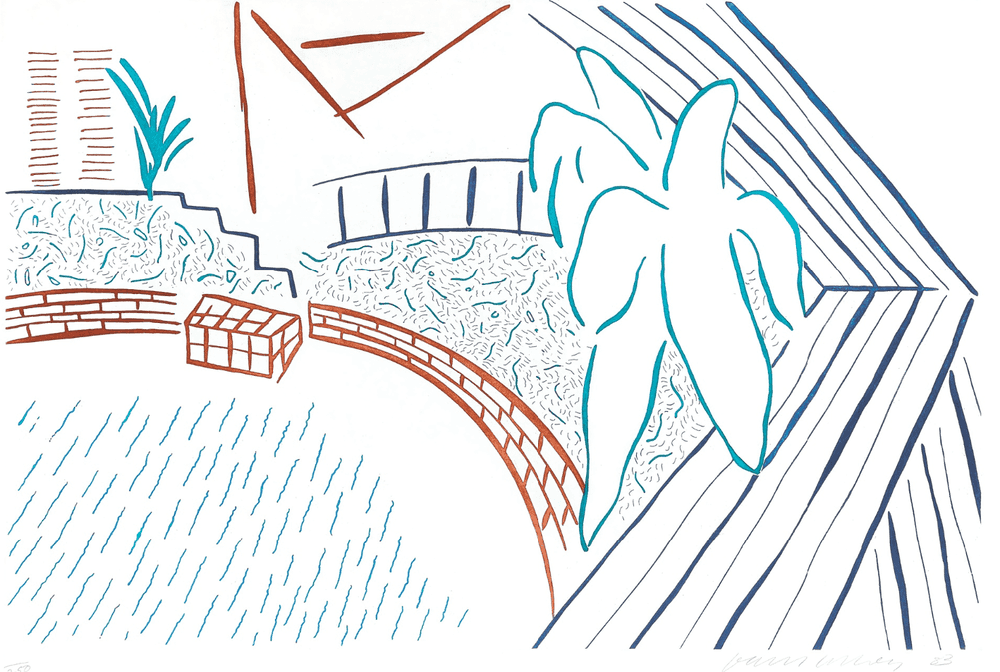 David Hockney, ‘My Pool And Terrace’, 1983, Print, Hand-pressed intaglio, null, Numbered