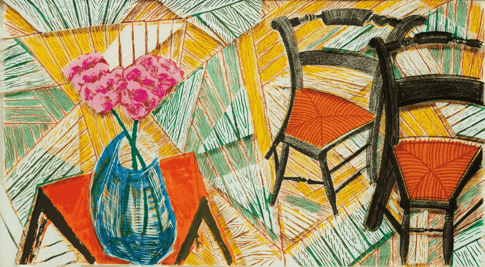 David Hockney, ‘Walking Past Two Chairs’, 1986, Print, Offset litho, null, Numbered