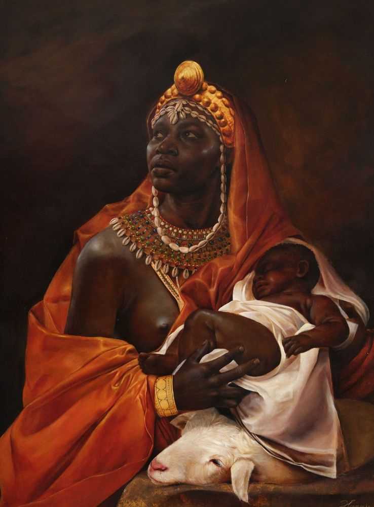Harmonia Rosales, ‘Queen Moremi’, 2025, Print, Mixed-Media Giclee print with Serigraph UV embellishments, null, 