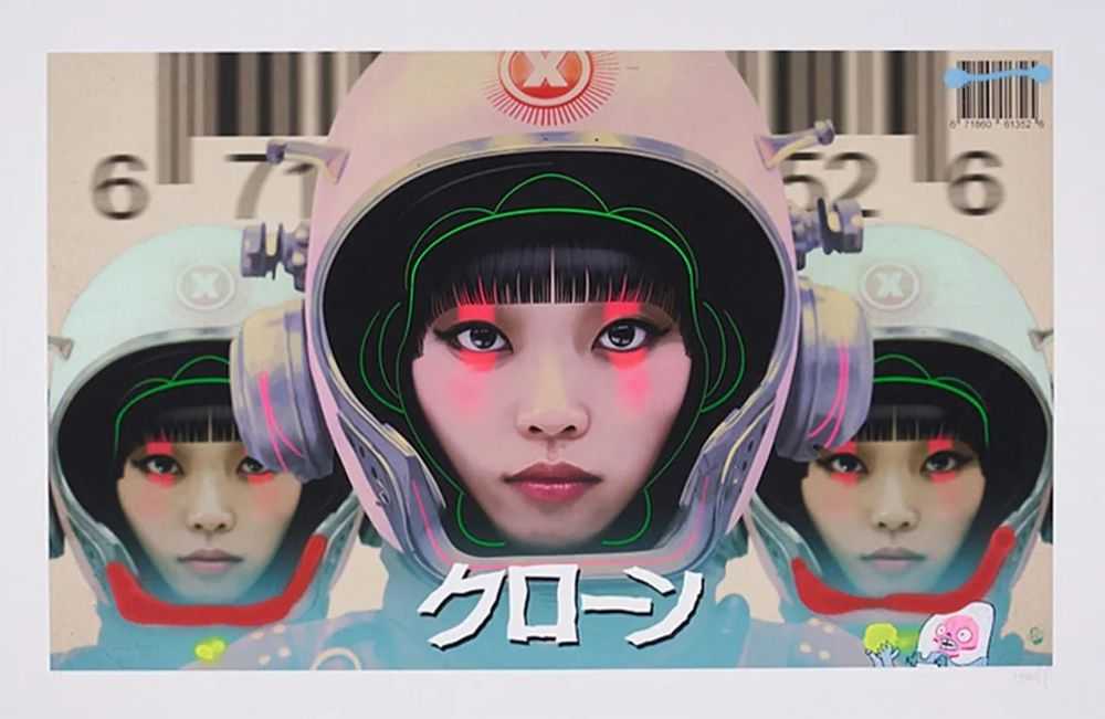 Jamie Hewlett, ‘Clones 1’, 2024, Print, Archival Inkjet with Flourescent, Iridescent and Metallic Silkscreen Overlays and Spot Varnish on Hahnemühle Photo Rag 308gsm Paper, Self Released, Numbered, Handfinished