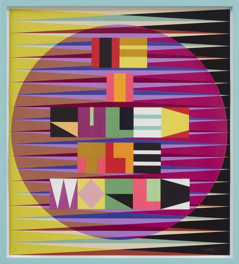 Jeffrey Gibson, ‘If I Ruled The World’, 2018, Print, Digital print, silkscreen, collage, gloss varnish, custom color frame, Sikkema Jenkins & Co., Numbered