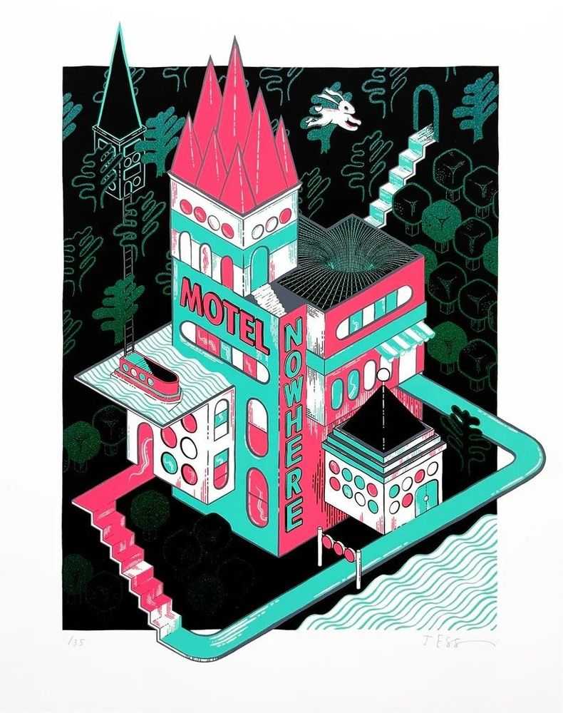 Jess Wilson, ‘Motel Nowhere 2’, 2023, Print, 5 Colour Screenprint on 410gsm Tub Sized Paper, null, Numbered