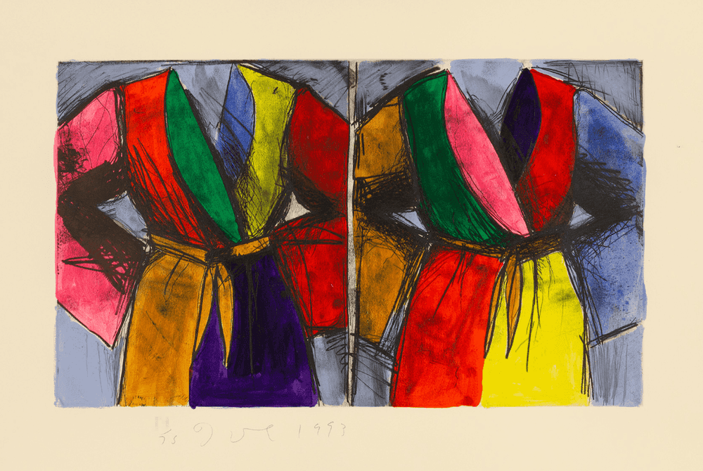 Jim Dine, ‘Jumps Out At You, No’, 1993, Print, Original etching and soft-ground etching printed in black ink on Arches Cover Buff wove paper, with hand-coloring added in several acrylic colors, Spring Street Workshop, Numbered, Dated