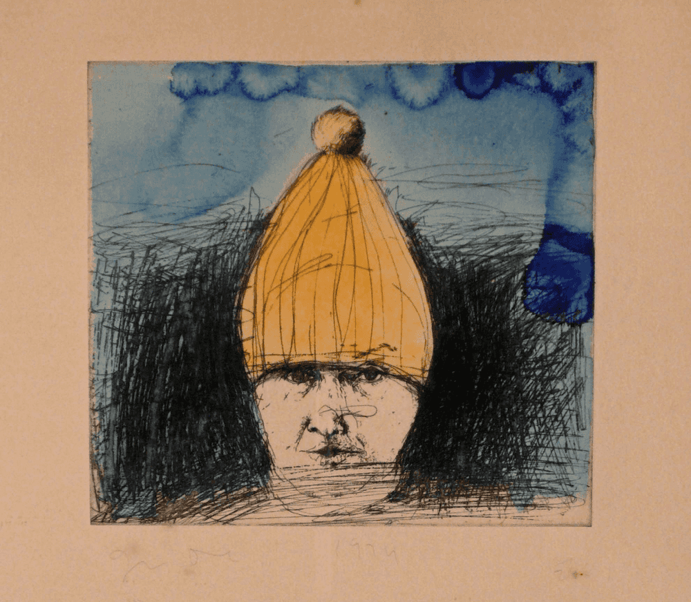 Jim Dine, ‘Self Portrait With a Ski Hat’, 1974, Print, Etchings on paper, Petersburg Press, Numbered, Dated