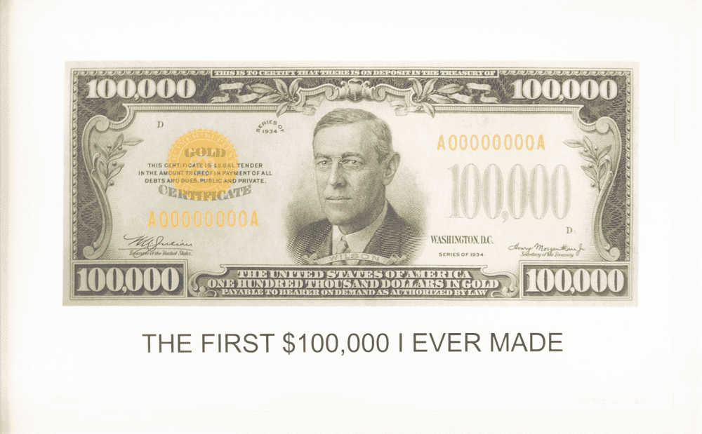 John Baldessari, ‘The First $100,00 I Ever Made’, 2012, Print, Pigment ink on Niyodo paper, chine-collé and lithography on Coventry, Cirrus, Numbered