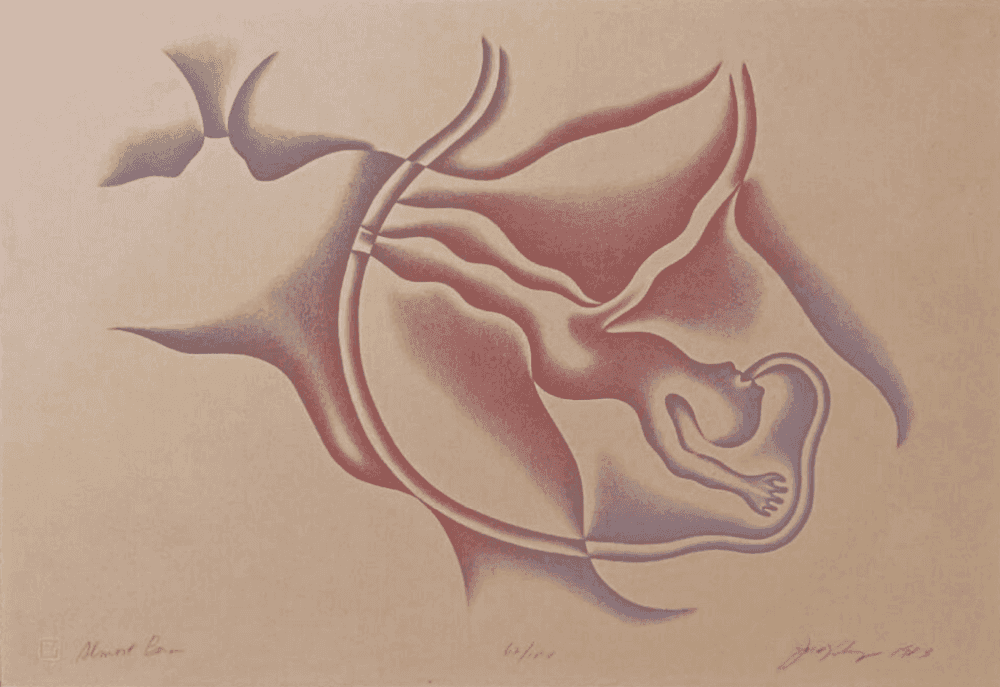 Judy Chicago, ‘Almost Born’, 1983, Print, Lithograph on Rives tan BFK paper, Hand Graphics, Inc. , Numbered, Dated
