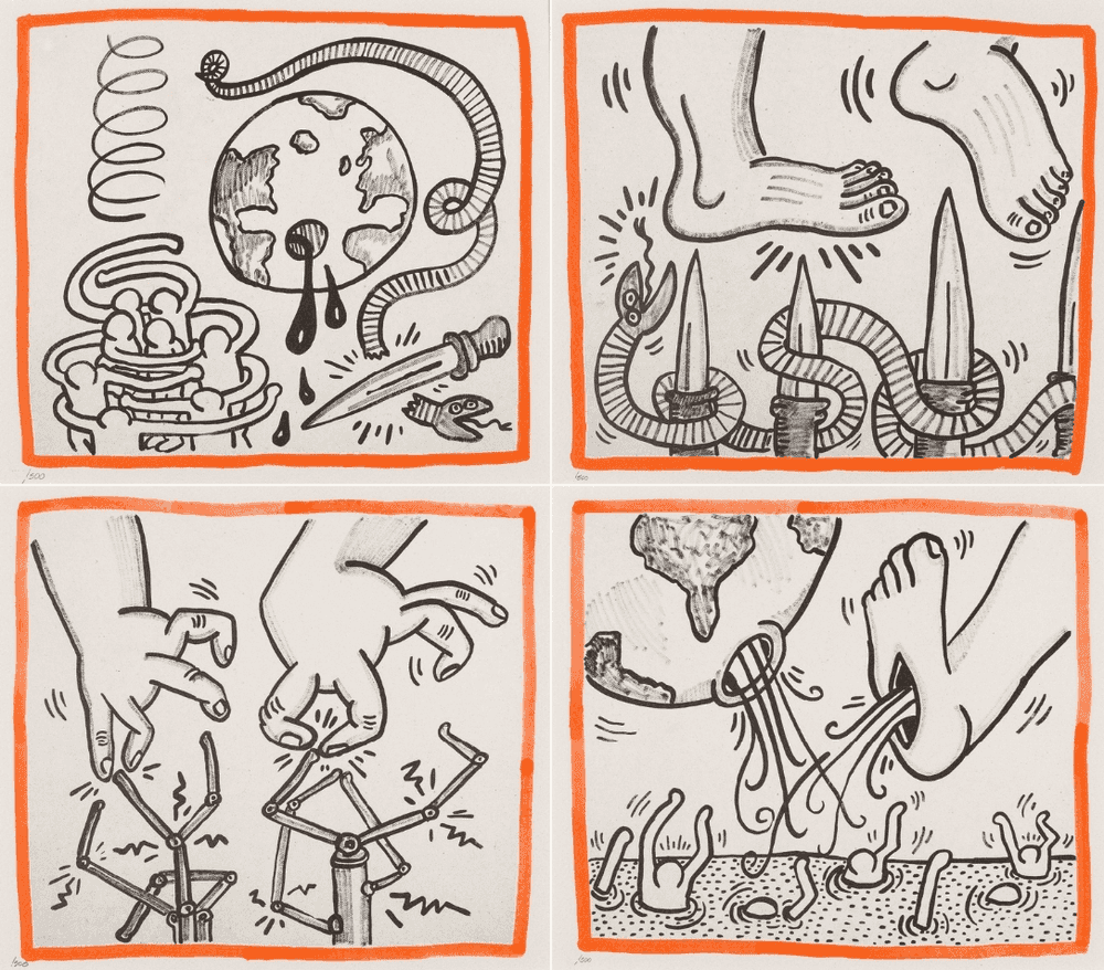 Keith Haring, ‘Against All Odds (Four Plates)’, 1990, Print, Four offset lithographs printed in colours, null, Numbered