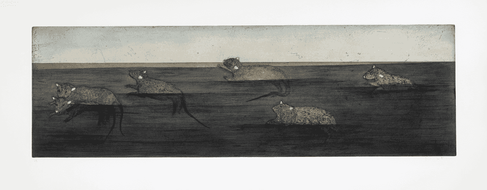 Kiki Smith, ‘Carrier’, 2001, Print, Intaglio in 2 colors with hand-applied watercolor on En Tout Cas paper, Universal Limited Art Editions, Numbered, Dated