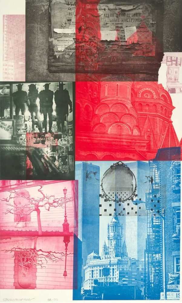 Robert Rauschenberg, ‘Soviet/American Array V’, 1990, Print, Intaglio in 7 colors on Saunders paper, Universal Limited Art Editions, Numbered, Dated